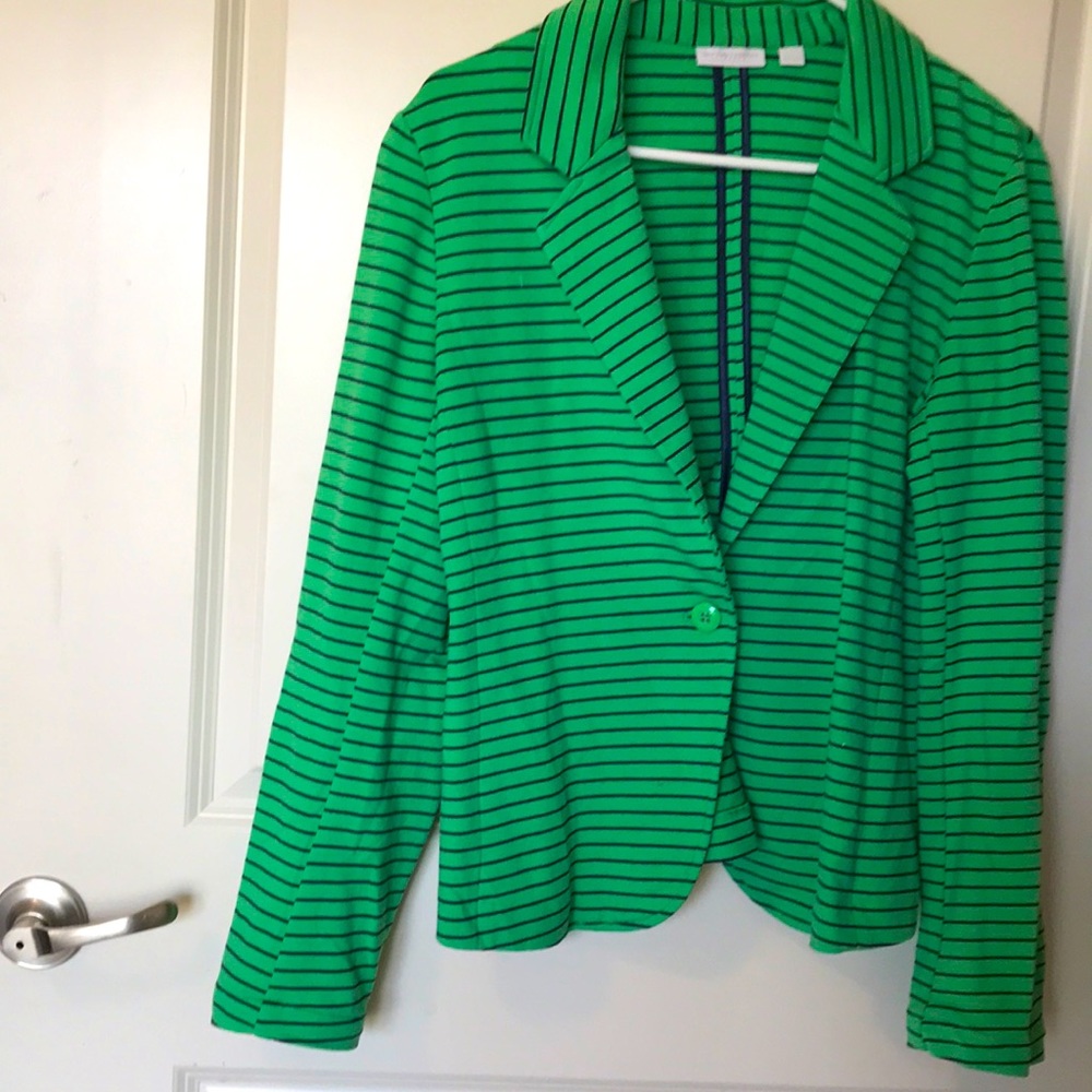Green striped blazer